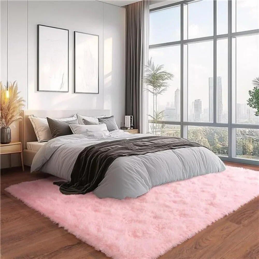 Pink Fluffy Area Rug 5x7 Soft Shaggy Carpet for Living Room Bedroom Kids Room